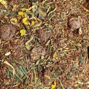 Rooibos mango frambuesa a granel con láminas de mango