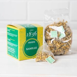 Caja de tisana de manzanilla en bolsitas pirámide