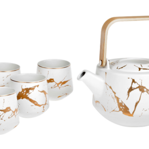 Juego de té Timea de porcelana con tetera y cuatro tazas