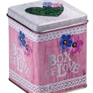 Lata Box of Love de 100 g con dibujo de corazón