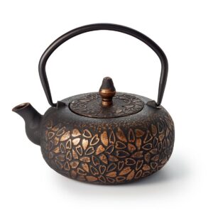 Tetera de hierro Ningbo negra y dorada de 400 ml
