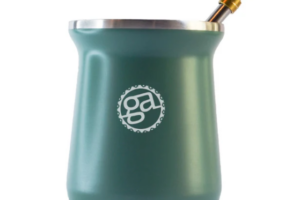 MATE CALABAZA VERDE CRIOLLO CON 2 BOMBILLAS Y UN CEPILLO